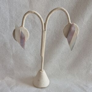 Geometric Pink and White Earrings